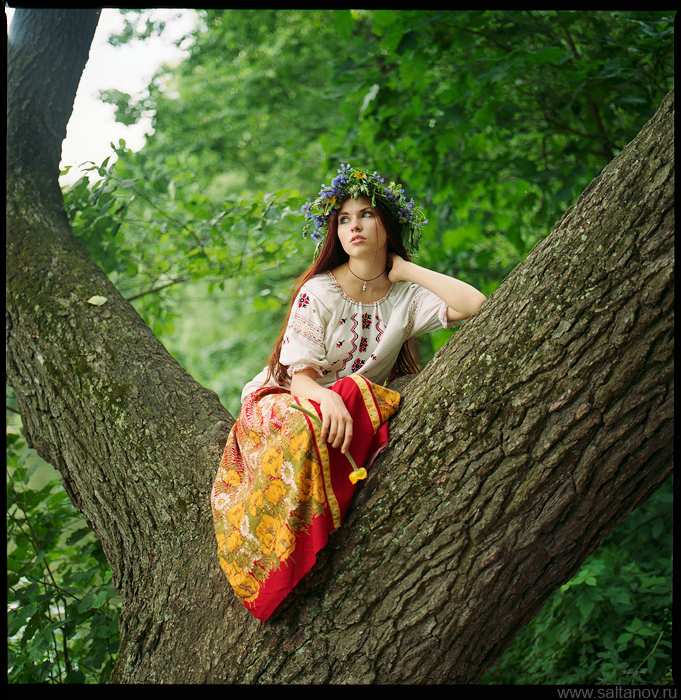 Українська дівчина на дереві