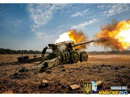 Українська артиллерія і танки в роботі