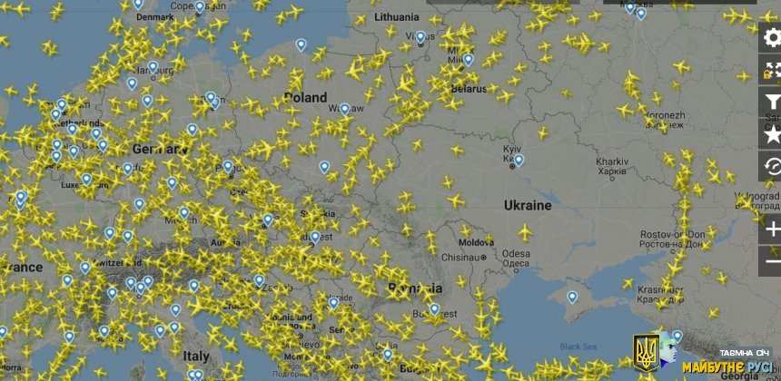 Мапа польотів над Україною